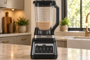 Smooth finished Full GAPS peanut butter milkshake after coconut cream is briefly blended in