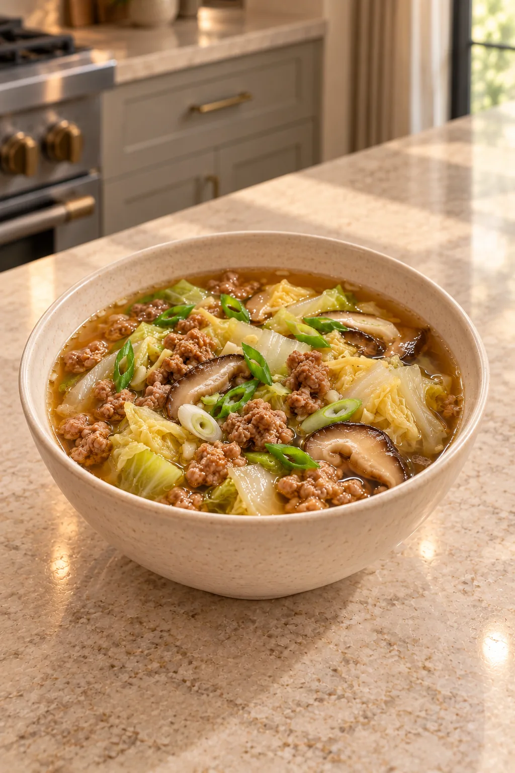 GAPS Potsticker Soup With Pork, Napa Cabbage, and Shiitake