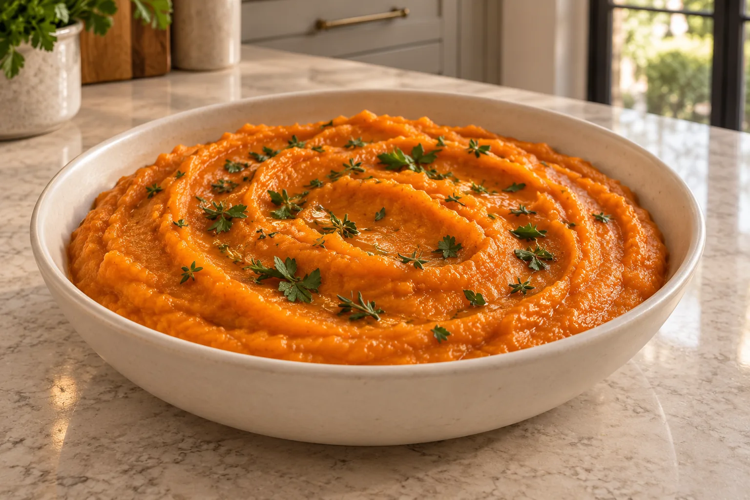 Smooth roasted carrot purée with ghee and herbs for Full GAPS