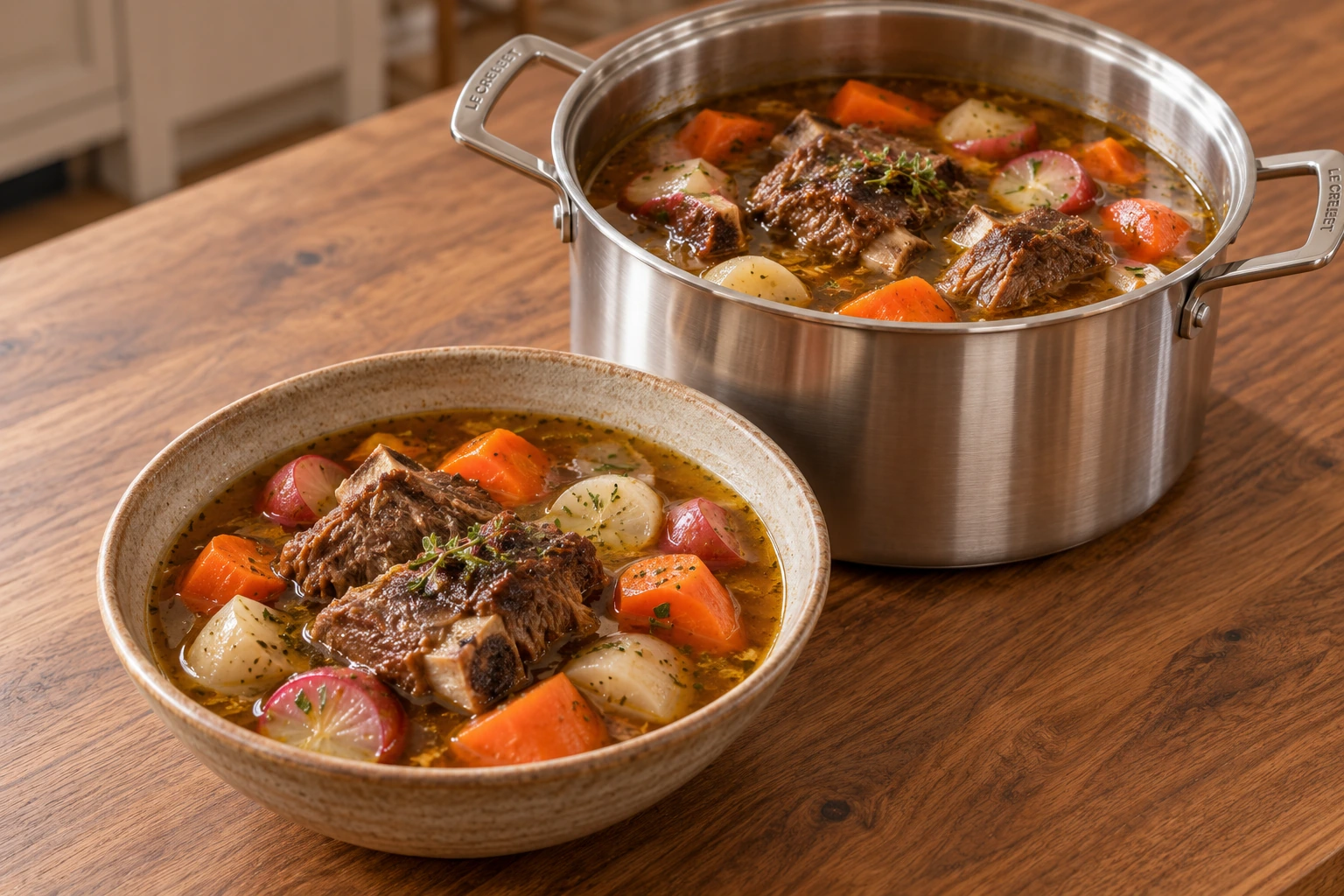Seed-free Full GAPS Middle Eastern beef stew with short ribs, turnips, radishes, and carrots