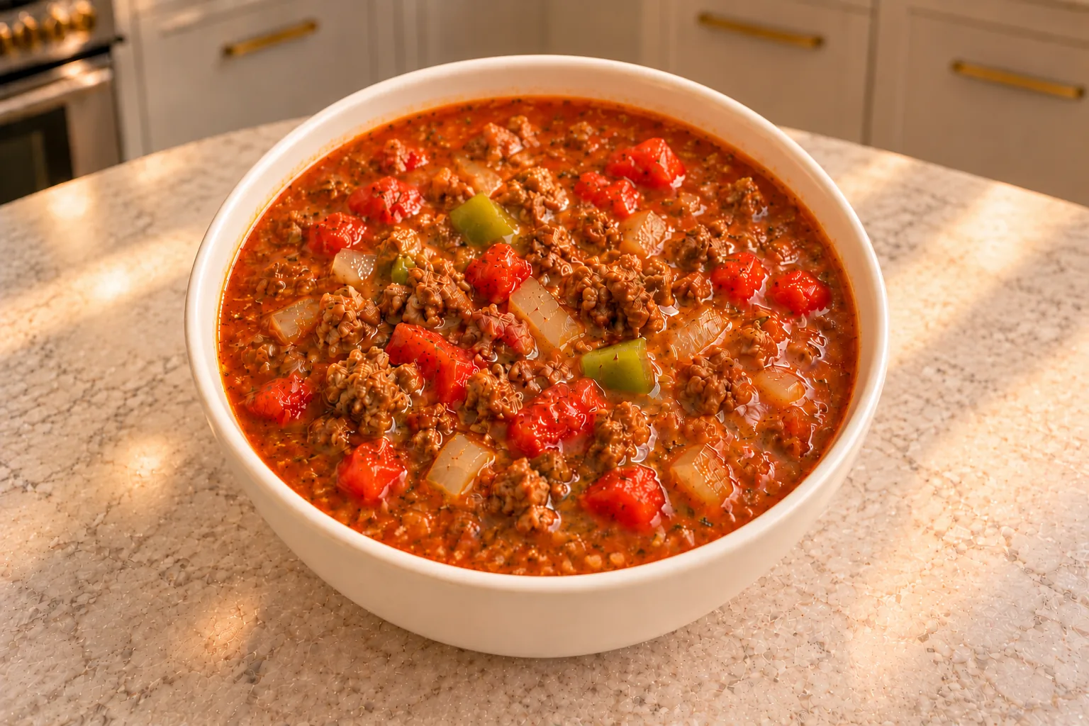 Slow cooker spaghetti sauce soup for Full GAPS in a deep bowl