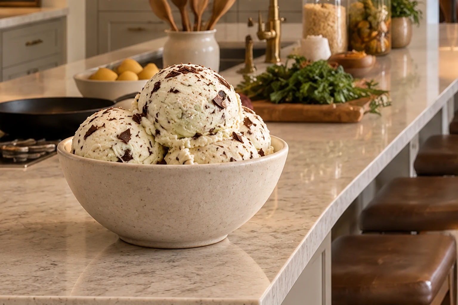 Sour cream mint chocolate chip ice cream made with homemade 24-hour cultured sour cream in the WFLI Photo House