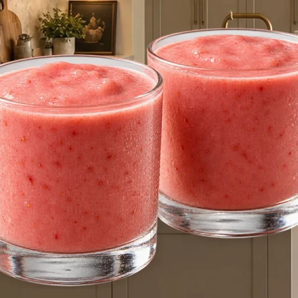 Two thick strawberry lemon smoothies for Full GAPS in clear glasses