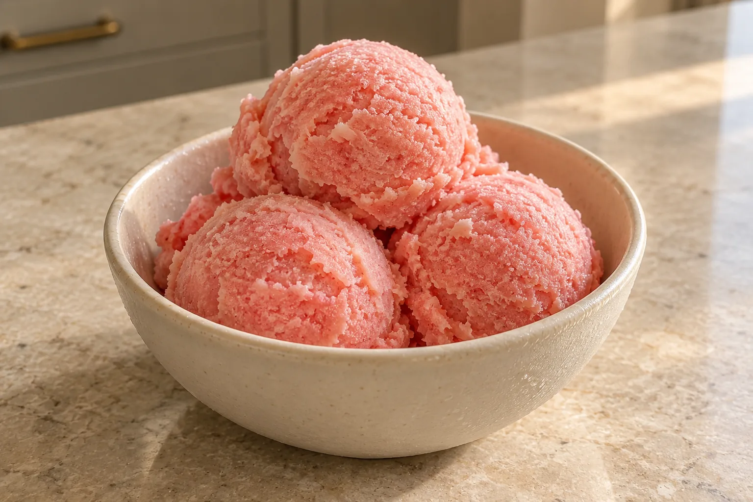 Three scoops of watermelon coconut milk sherbet for Full GAPS
