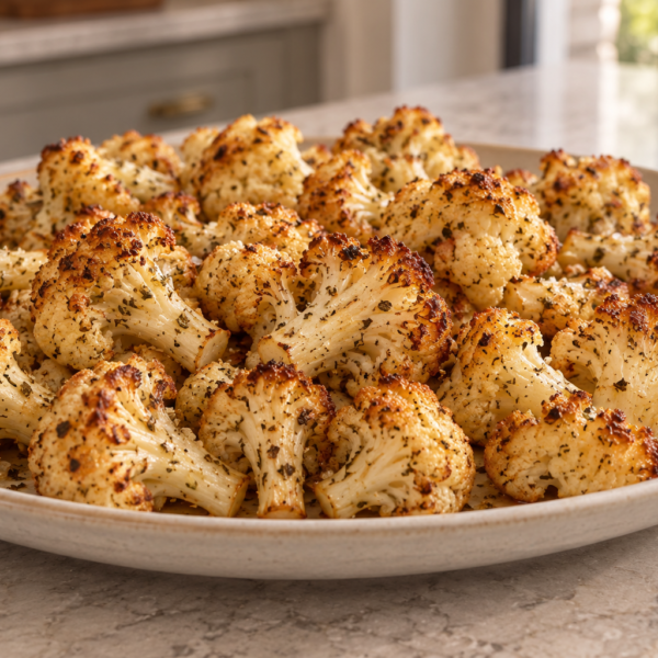 A generous platter of herb-roasted cauliflower with crisp browned spots for Full GAPS