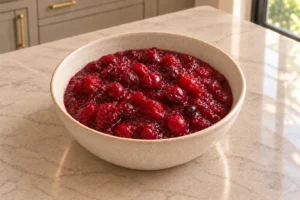Honey-sweetened cranberry sauce for Full GAPS with soft burst berry pieces