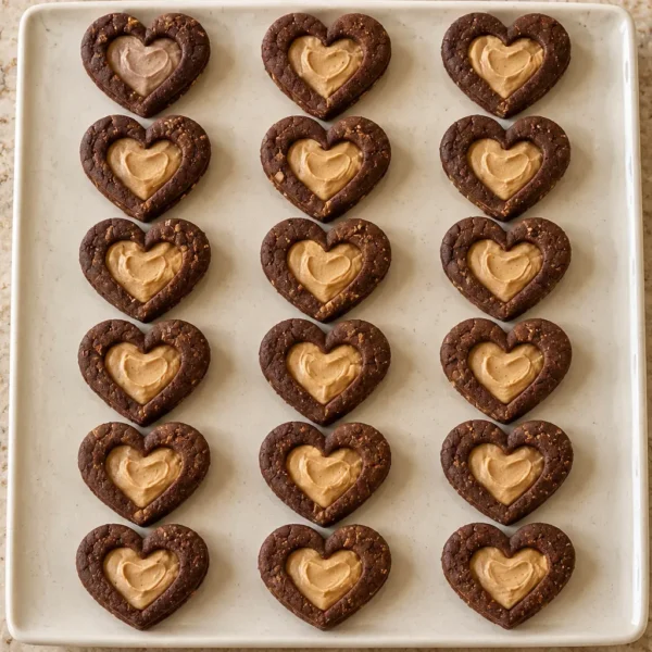 Chocolate heart cookies with peanut butter frosting for Later Full GAPS