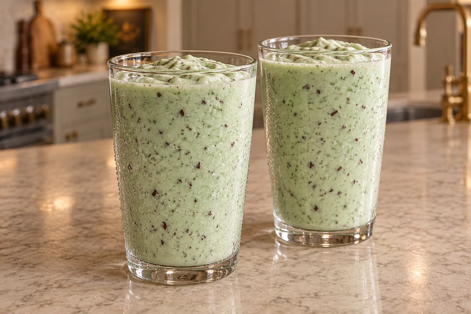 Two mint chocolate chip coconut milkshakes for Later Full GAPS