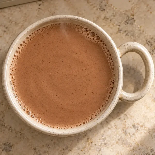 Warm mocha eggnog for Later Full GAPS in an ivory mug