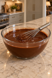 Melted cocoa butter whisked with pure cocoa raw honey and homemade vanilla