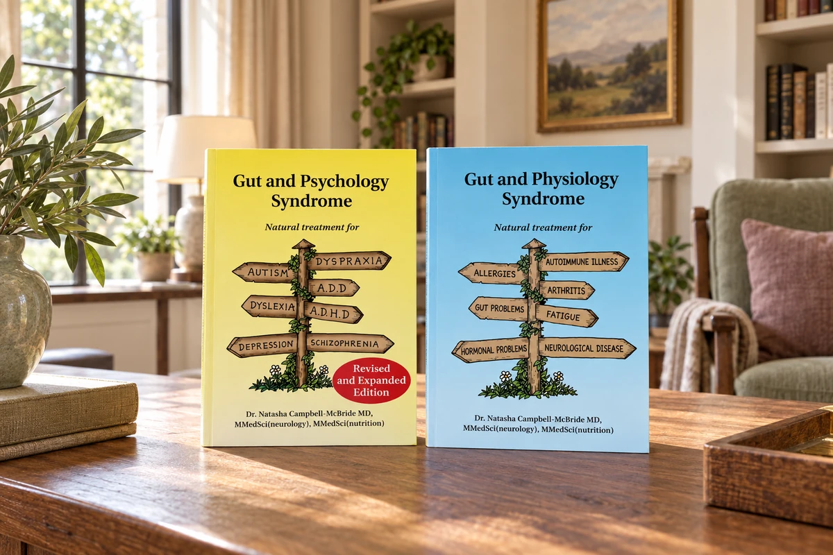 Gut and Psychology Syndrome and Gut and Physiology Syndrome displayed together in the WFLI library.