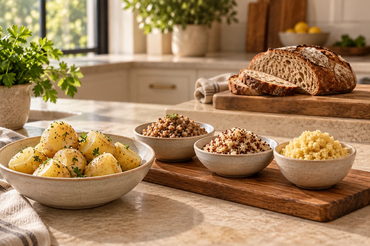 New potatoes and fermented gluten-free grains shown before homemade sourdough in the post-GAPS sequence.