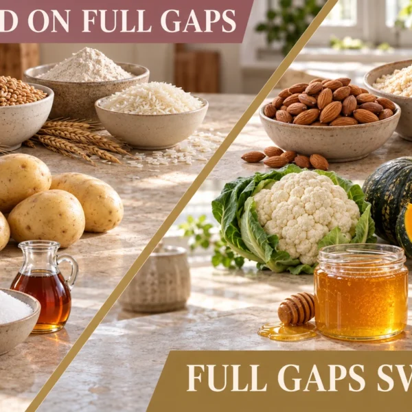 Diagonal comparison of foods avoided on Full GAPS and their Full GAPS swaps.