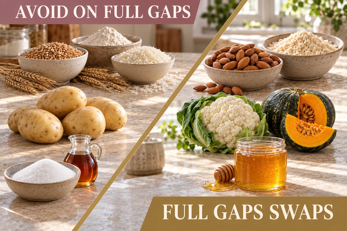 Diagonal comparison of foods avoided on Full GAPS and their Full GAPS swaps.