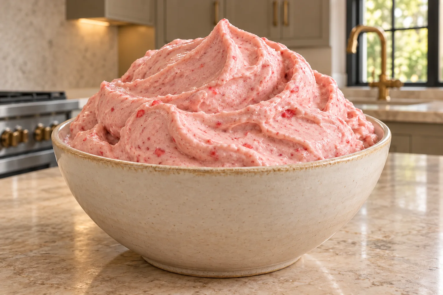 Strawberry white navy bean ice cream for Full GAPS in a ceramic bowl