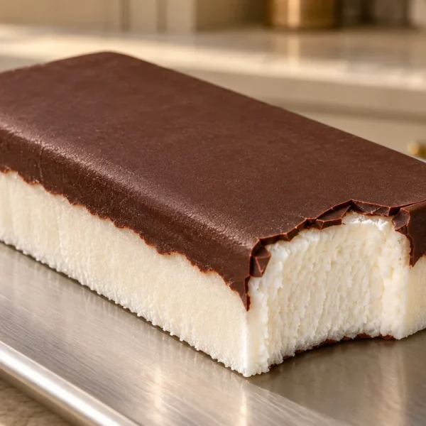 Thin honey-cocoa freezer shell set over a frozen dessert for later Full GAPS