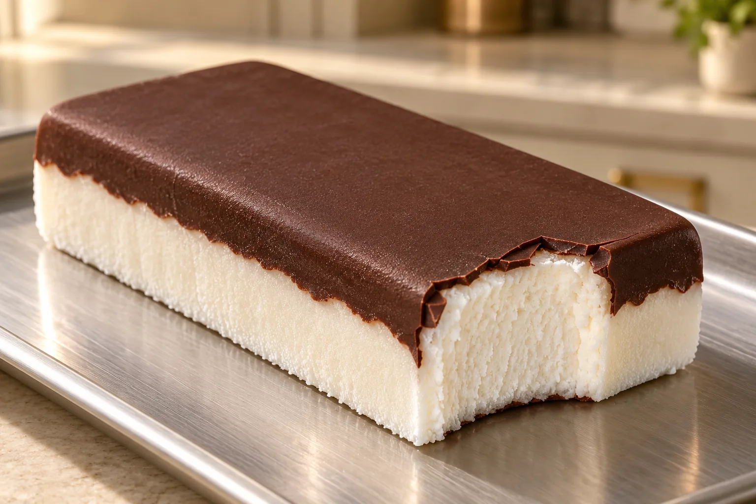 Thin honey-cocoa freezer shell set over a frozen dessert for later Full GAPS