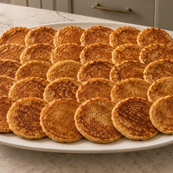 Thirty winter squash peanut butter pancakes for Full GAPS on a warm white platter